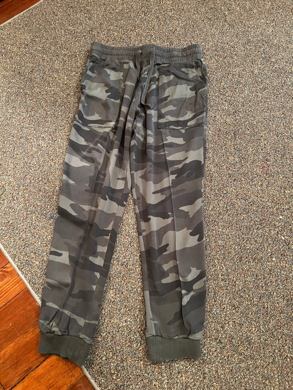 Women's Army Gray Colored Camo Jogger Pants with Drawstring Waist